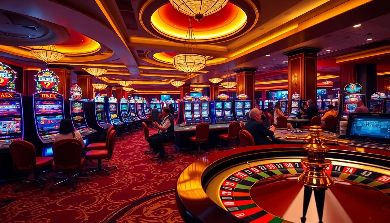 Experience high-stakes action at TR88 casino with players enjoying slots and poker.