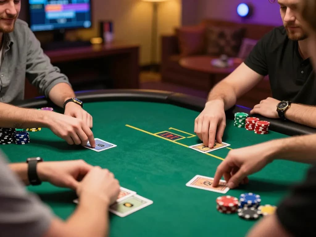 LC88 players strategically placing bets at an online poker game, showcasing dynamic gameplay.