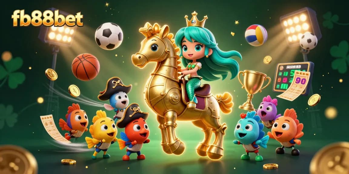 Engage with fb88bet's vibrant casino scene showcasing a mermaid princess with sports elements for a thrilling experience.