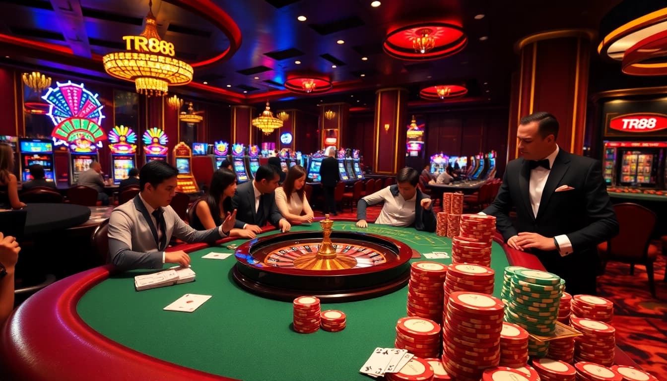 Experience thrilling moments at tr88 casino with lively gambling action and vibrant slot machines.