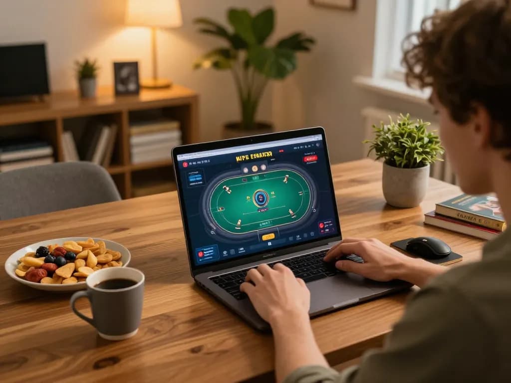 hb88 online gaming experience with player engaging in strategy-focused gameplay on a laptop