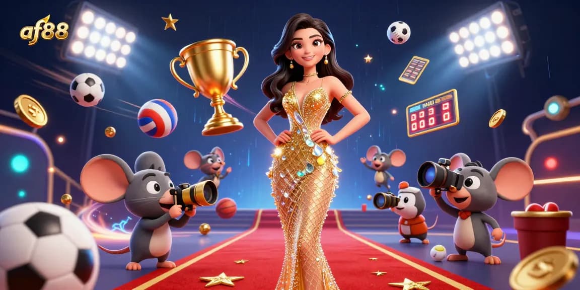 Score big with af88 online gaming, featuring a glamorous scene with vibrant casino elements and dynamic effects.