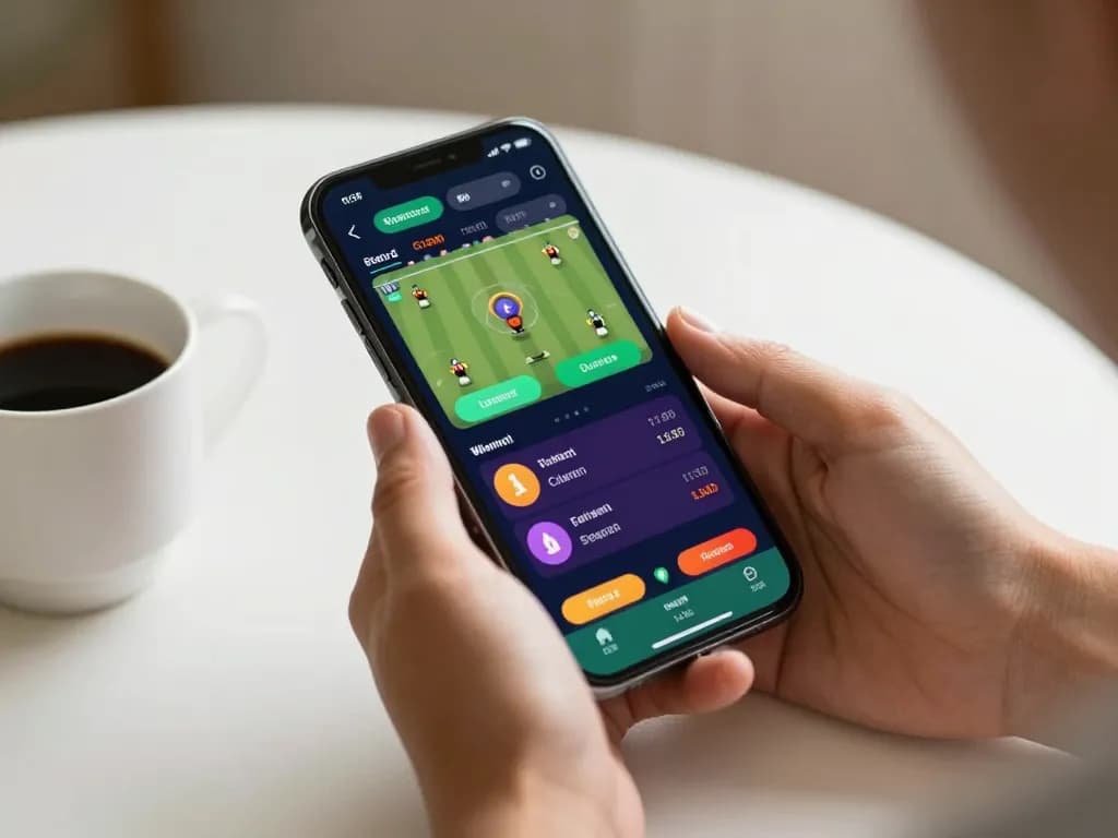 Engaged user placing strategic bets on sports through https://nk88.autos/ mobile app, enhancing their gambling experience.
