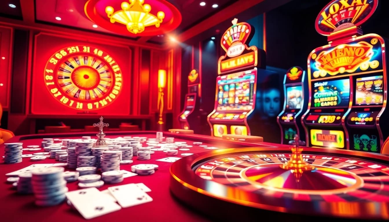 Experience the excitement of online gambling with UU88's dynamic casino interface featuring vibrant cards and slot machines.