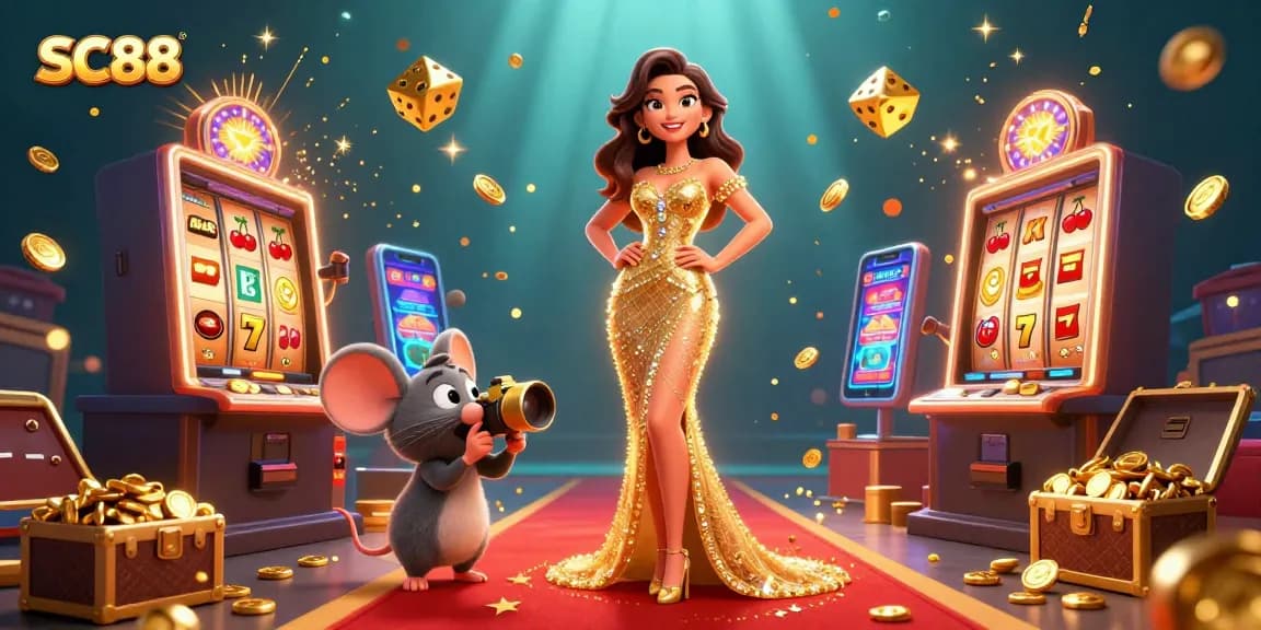 Engage with SC88's thrilling games featuring a glamorous woman and exciting casino elements.