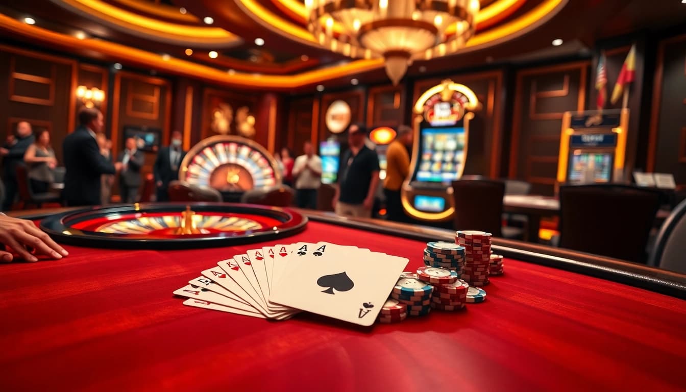 Engaging poker scene at https://www.eejl33.com/ highlighting colorful chips and intense gameplay.