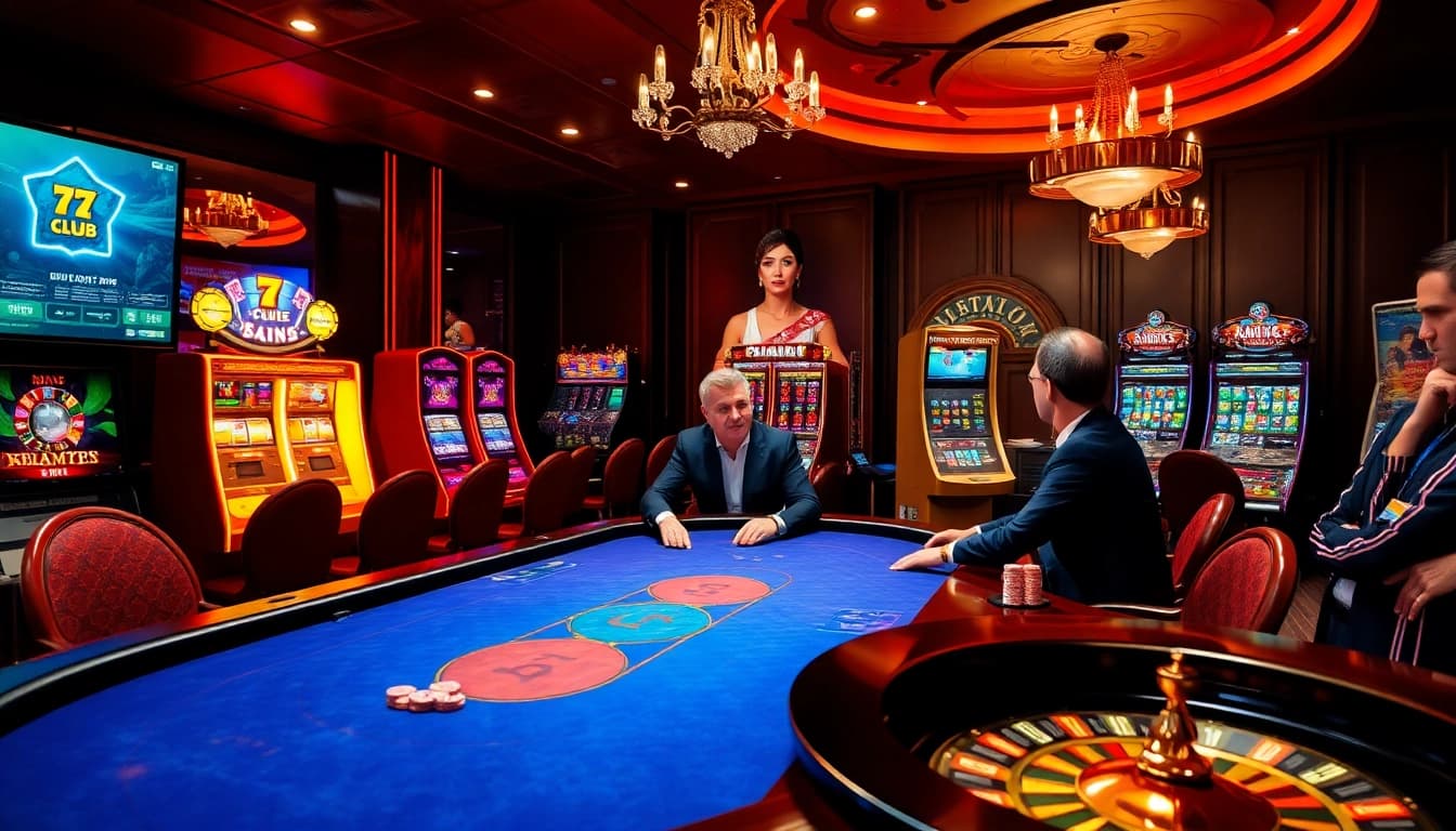 Experience the excitement of 789club with vibrant casino visuals showcasing poker, slots, and roulette.