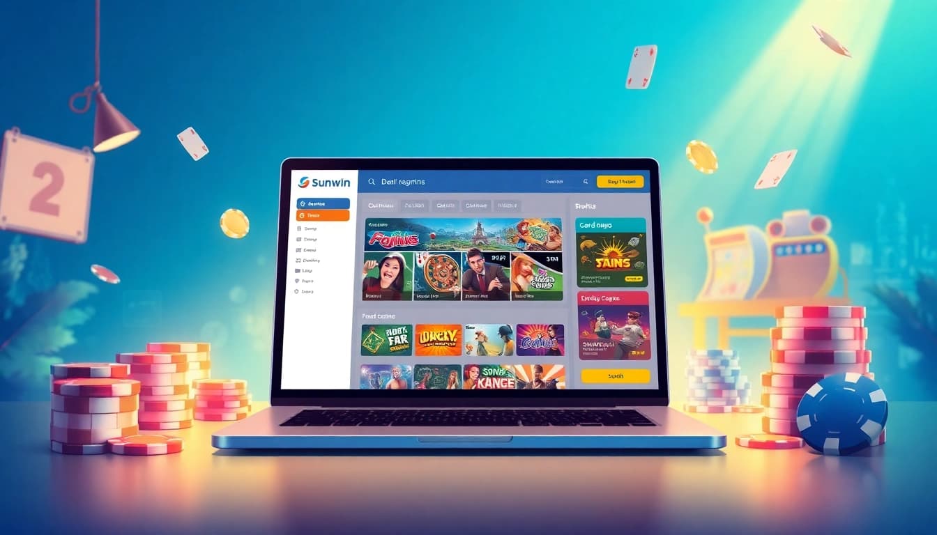 Immersive Sunwin online gaming platform interface showcasing diverse games.