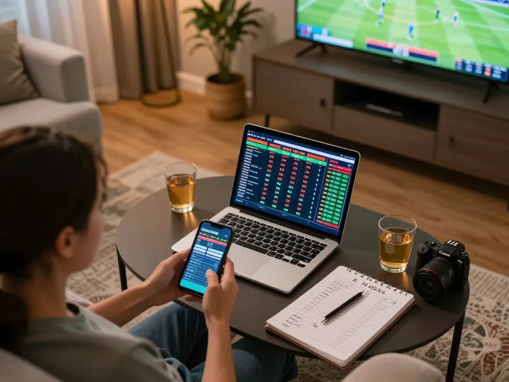 In an engaging setup, a person places sports bets on nhà cái GA6789 while analyzing live game odds.