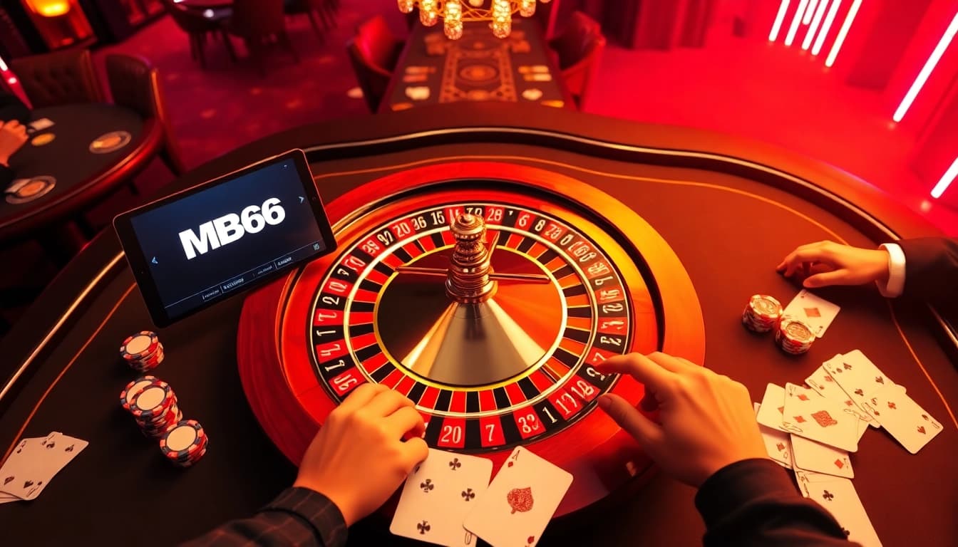 Engaging players at the luxurious MB66 casino table during an exciting game.