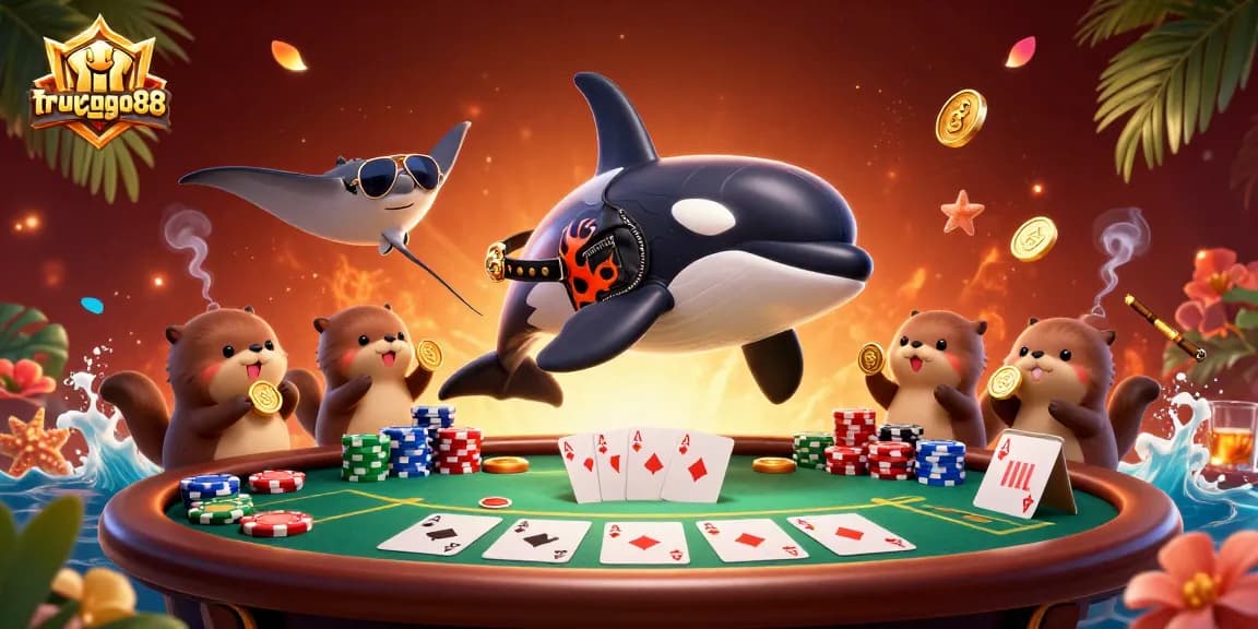 Engage in fun with truycapgo88 while enjoying thrilling casino games featuring playful marine characters.
