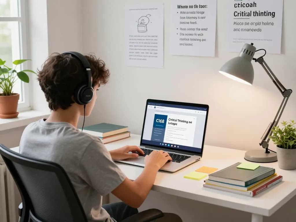 Student studying C168 Critical Thinking and Logic in a modern workspace