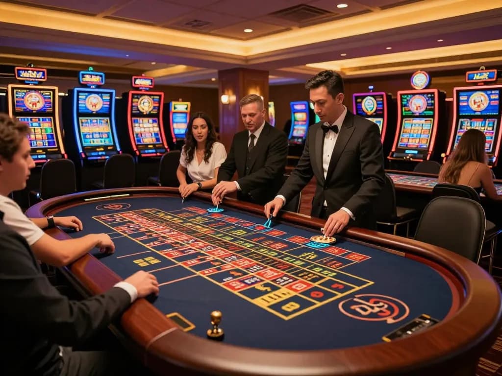 Thrilling players placing bets at a roulette table highlighting the excitement of 258bet gambling.