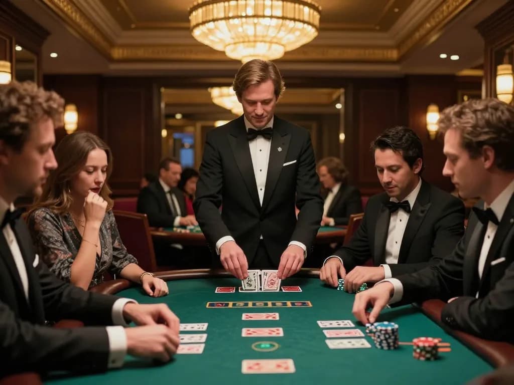 Experience the thrill of XXGG at an elegant blackjack table with players engaged in the game