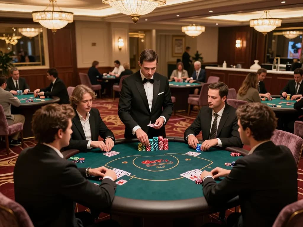 Experience high-stakes poker at Soibet's luxury casino with intense gameplay atmosphere.