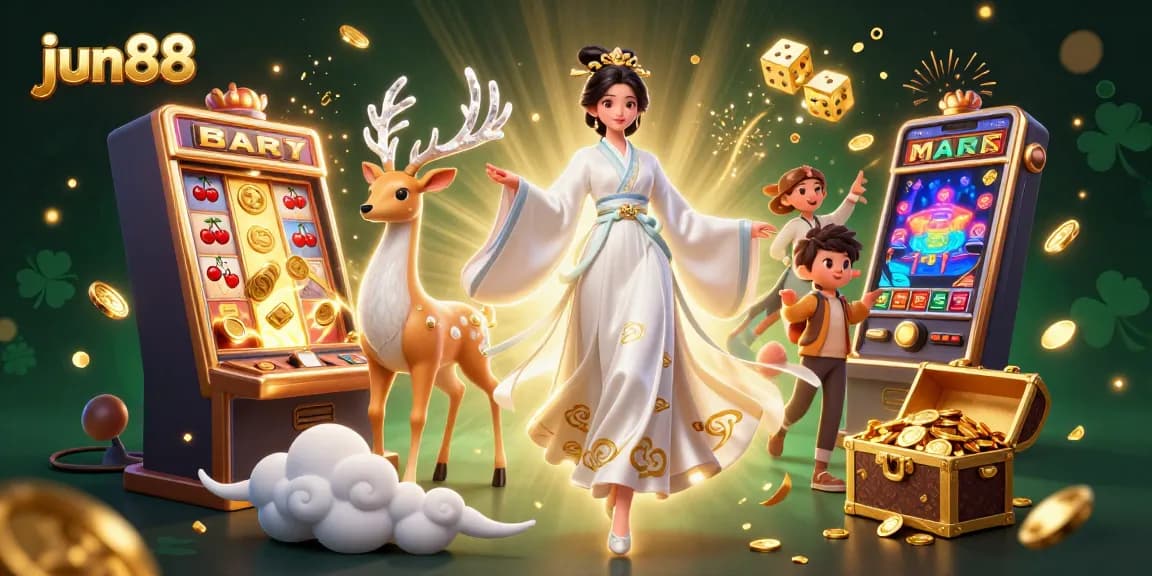 Experience thrilling jackpots at jun88 with stunning 3D visuals and vibrant casino scenes.