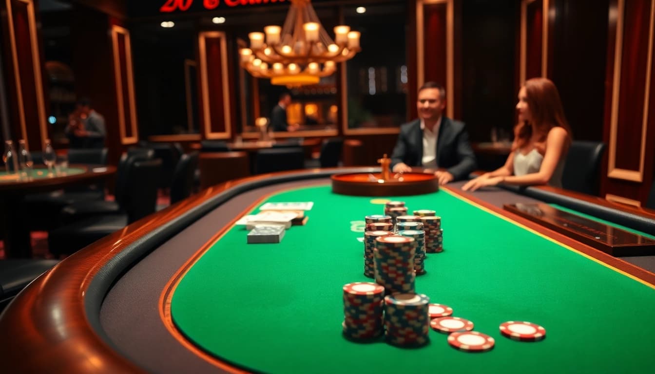 Bong88 casino players enjoying high-stakes blackjack in a luxurious setting.