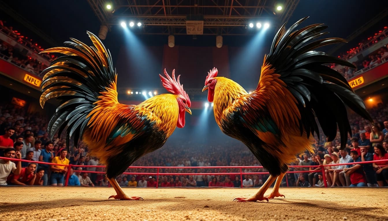 Exciting live action at sv368win.live featuring intense cockfighting in a vibrant arena