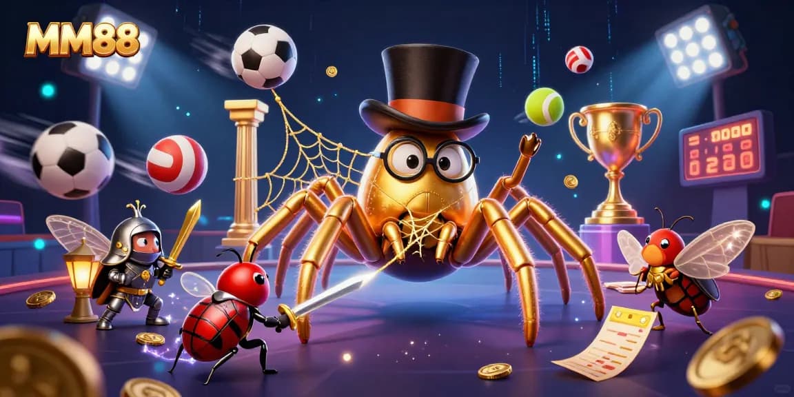 Engage in thrilling gaming at MM88 with captivating golden elements and dynamic sports action.
