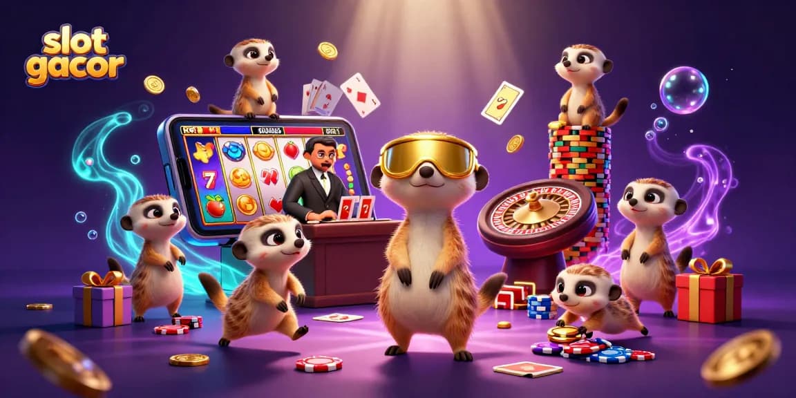 Experience the thrill of slot gacor with animated meerkats orchestrating a lively casino