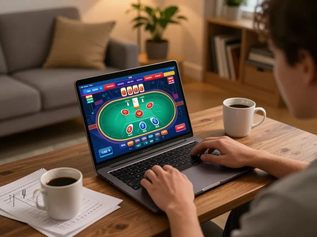 Player winning big on jun88 casino platform while enjoying a cozy home setting.