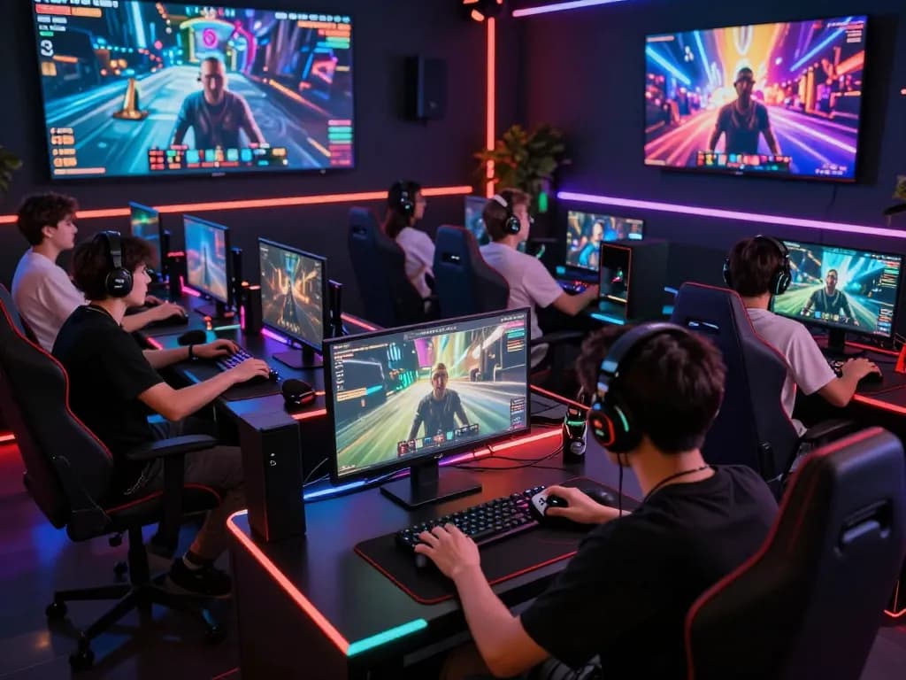 KJC online gaming platform scene with engaged players during an esports match
