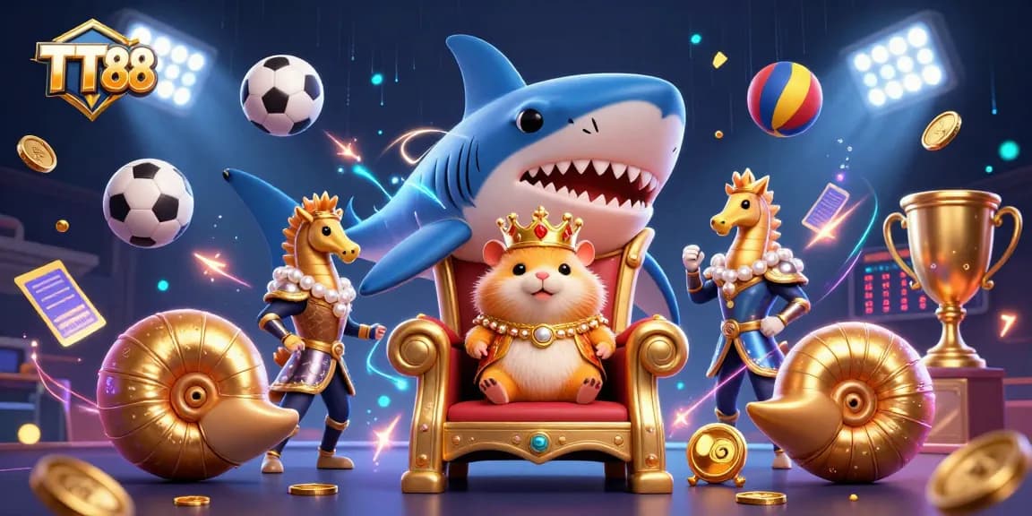 Experience TT88's thrilling gaming atmosphere with dynamic 3D elements and vibrant characters.