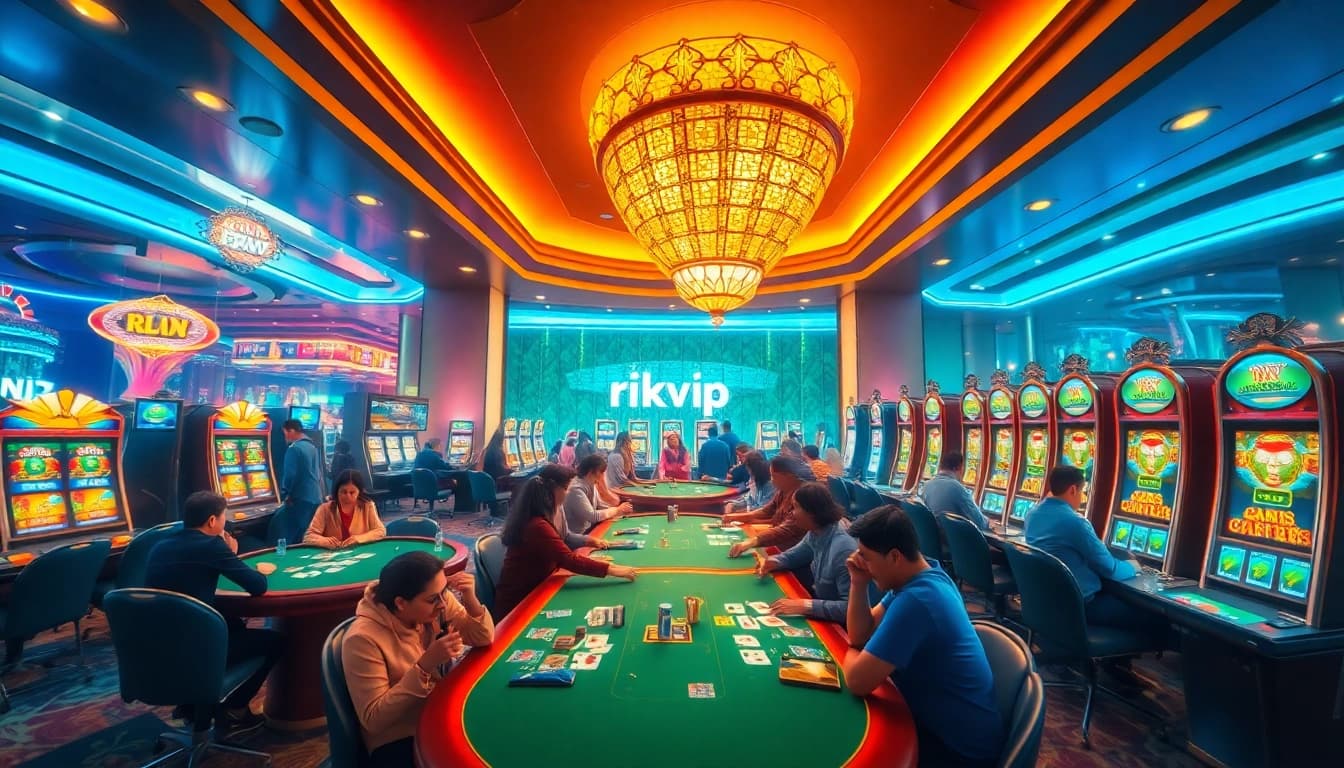 Rikvip gaming experience featuring players and vibrant casino atmosphere.
