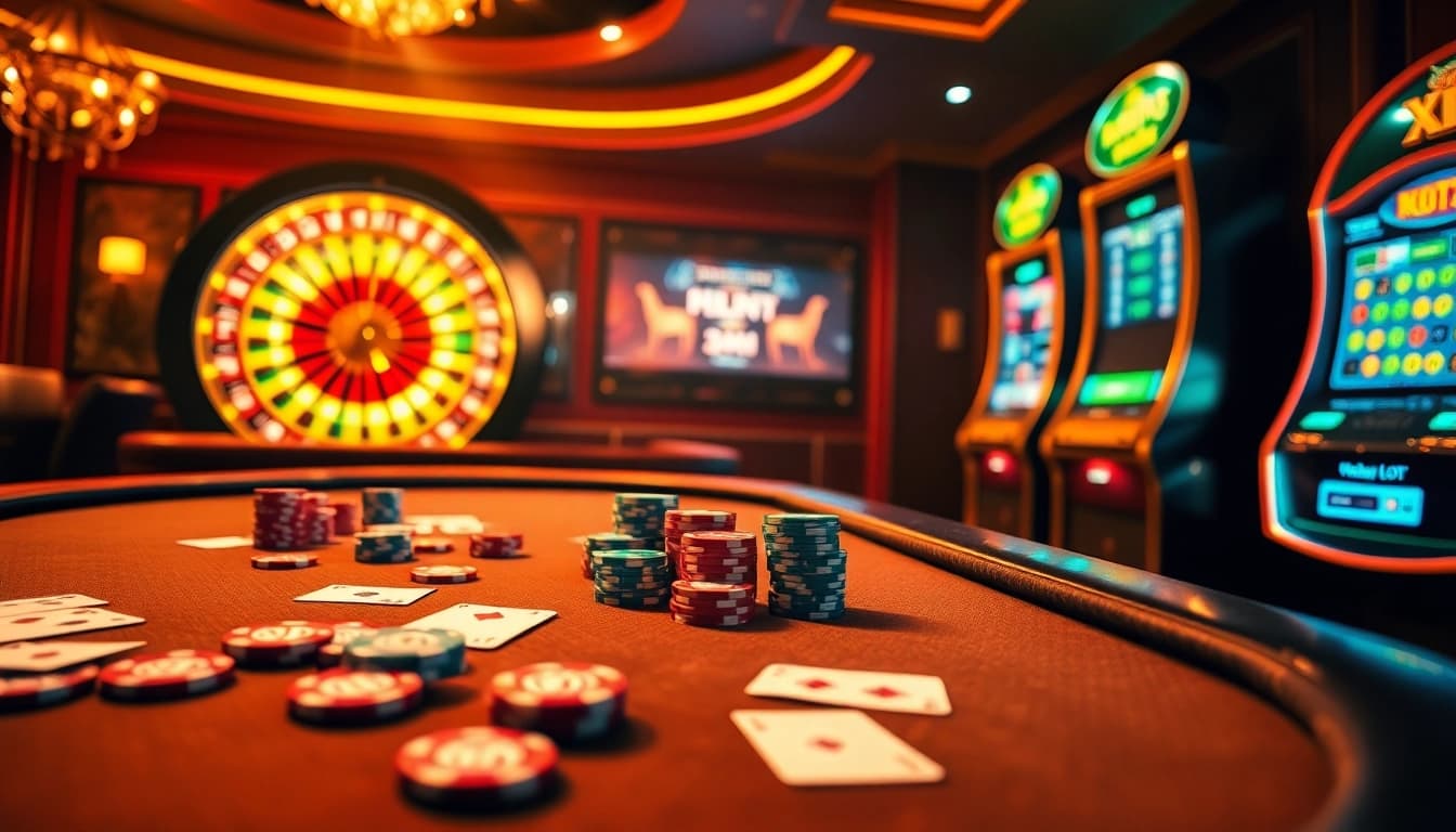 Engage in high-stakes gambling excitement with GA6789's luxurious poker and slot game setup.
