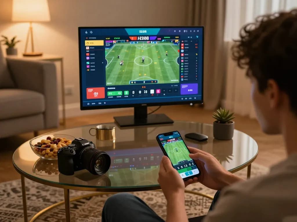 Person placing sports bets using HZ88 app on smartphone in cozy living room