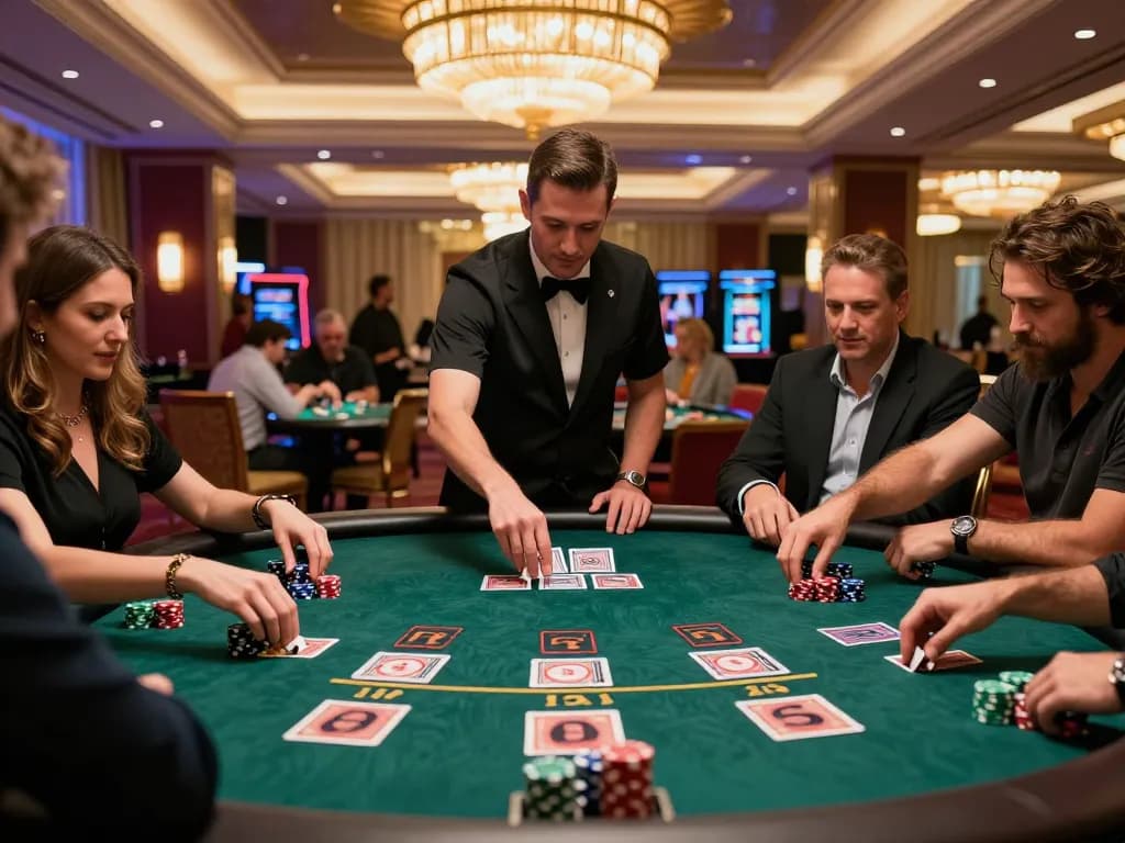 A thrilling hitclub gaming experience capturing players engaging at a blackjack table