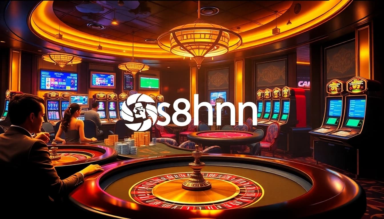 Experience elite gambling action at https://s8hn.com/ with poker tables, roulette wheels, and vibrant slot machines.