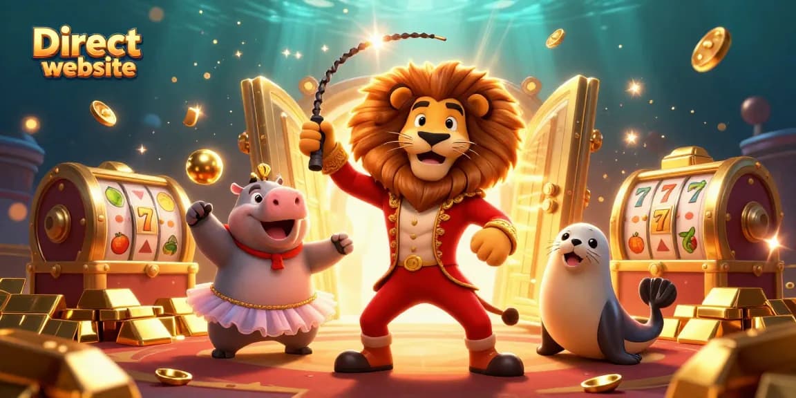 Engage with exciting slot actions on the Direct website featuring a lively circus scene.