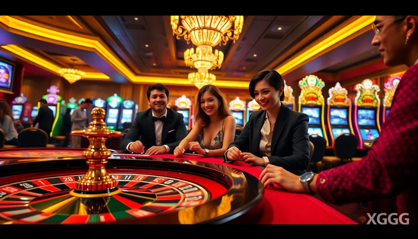 Experience the thrill of gaming at XXGG with vibrant casino tables and exciting atmosphere.