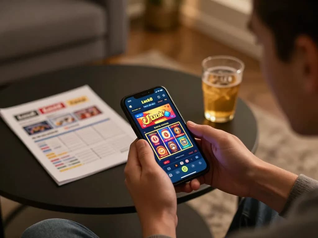 Engaging with the Luck8 app on a smartphone for strategic online gambling.