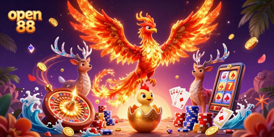 Experience epic wins at open 88 with dazzling casino elements and vibrant characters.