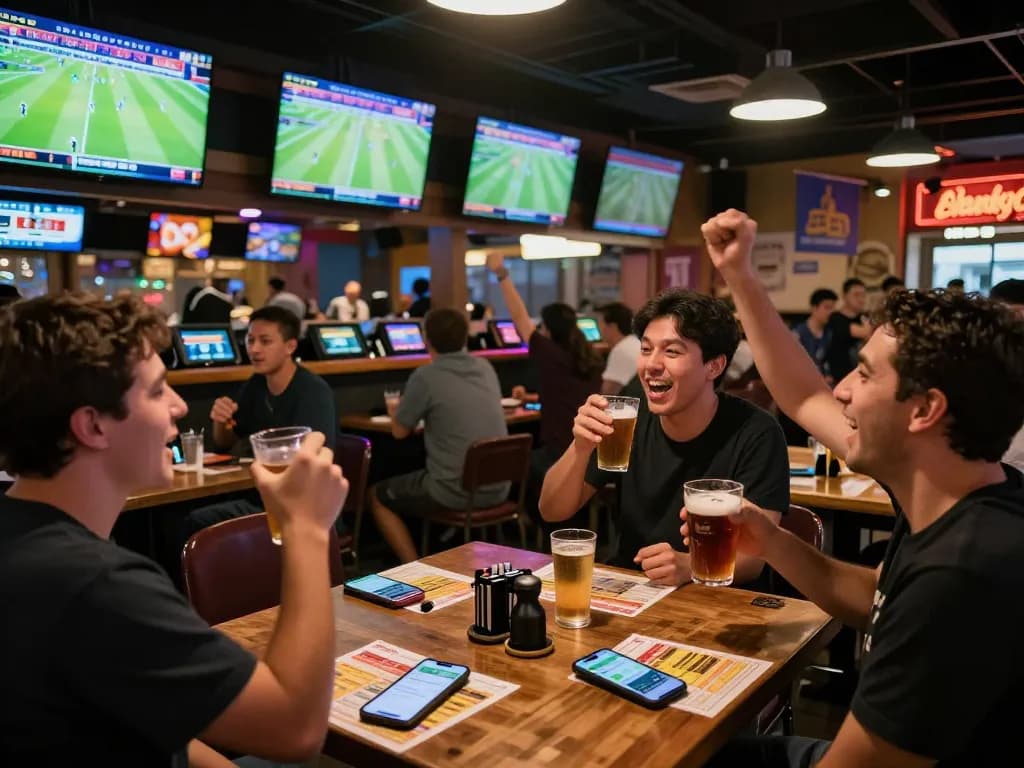 Fans engaging in live sports betting with the keobongda app, capturing thrilling moments and excitement