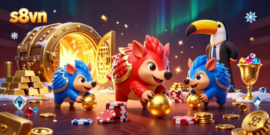 Engage in exciting s8vn action with rival pangolins bowling through poker chips.