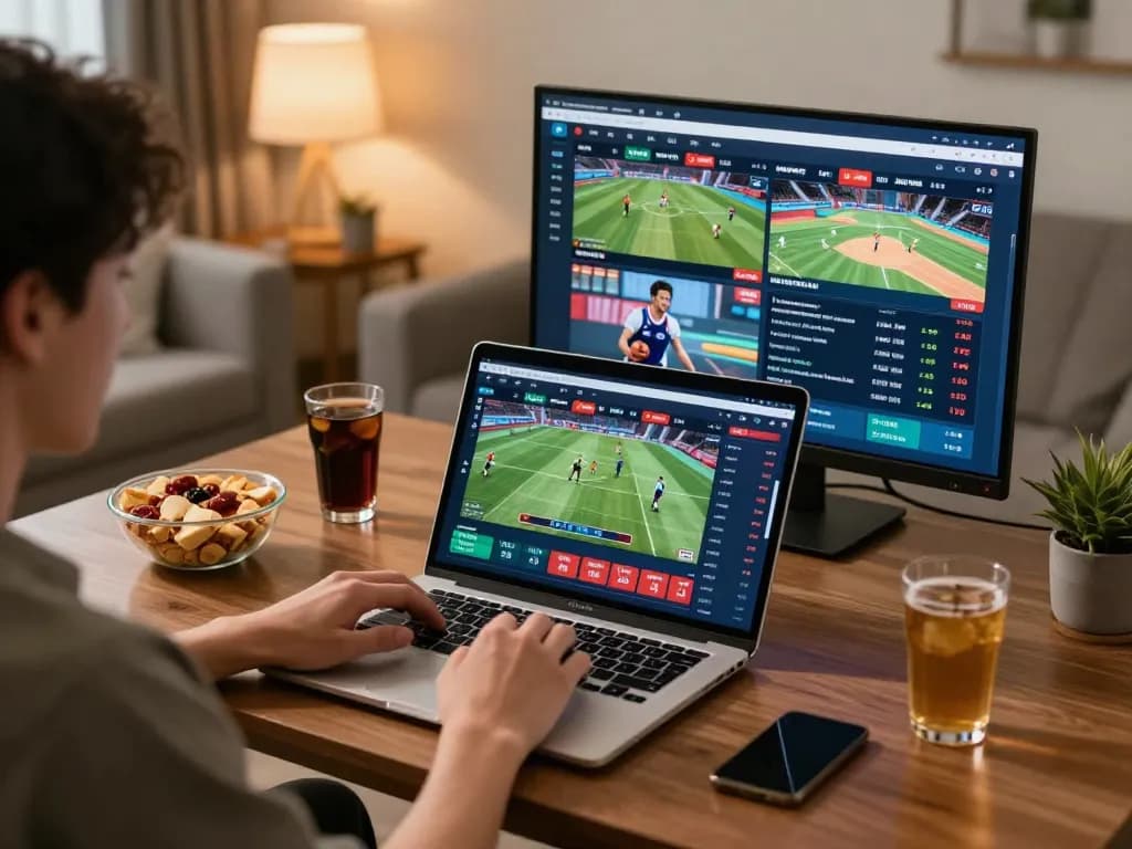 Engaging in online sports betting, showcasing ty le keo nha cai and vibrant betting interface for a thrilling experience.