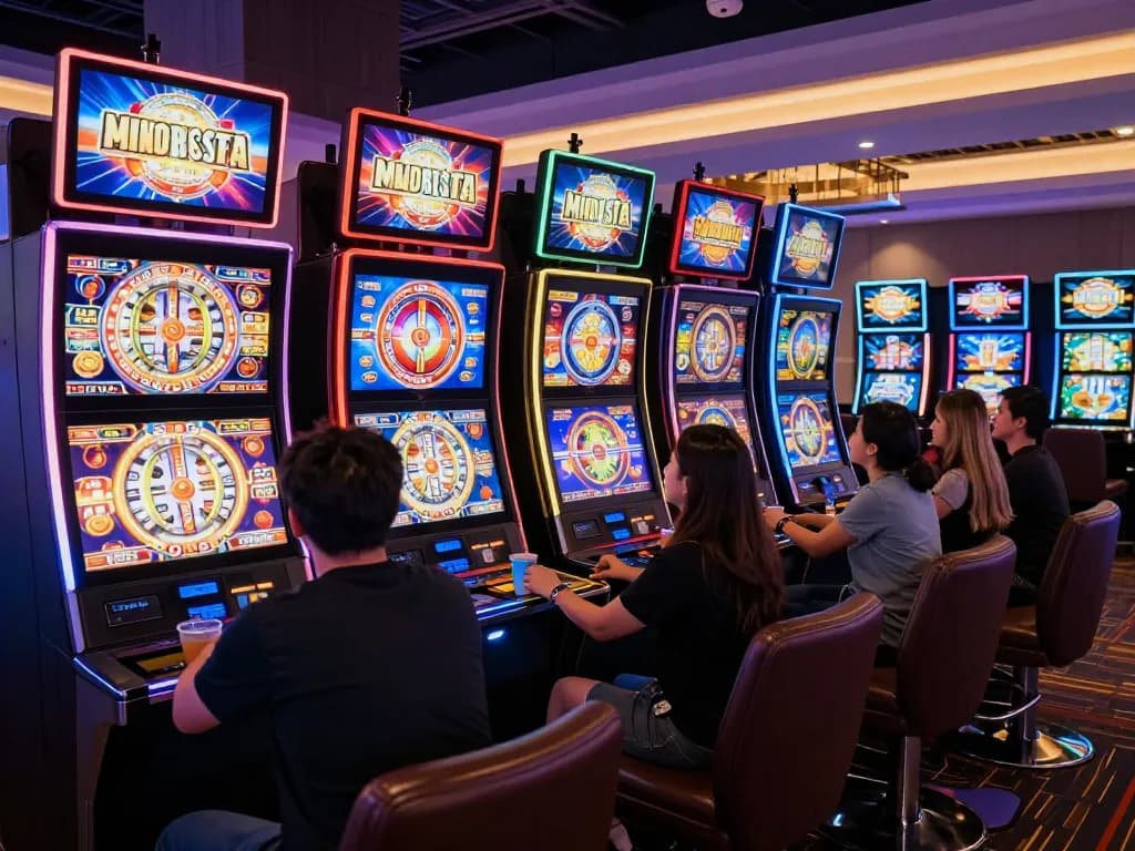 Experience the excitement of TR88 at colorful casino slot machines, as players enjoy thrilling spins and engaging moments.