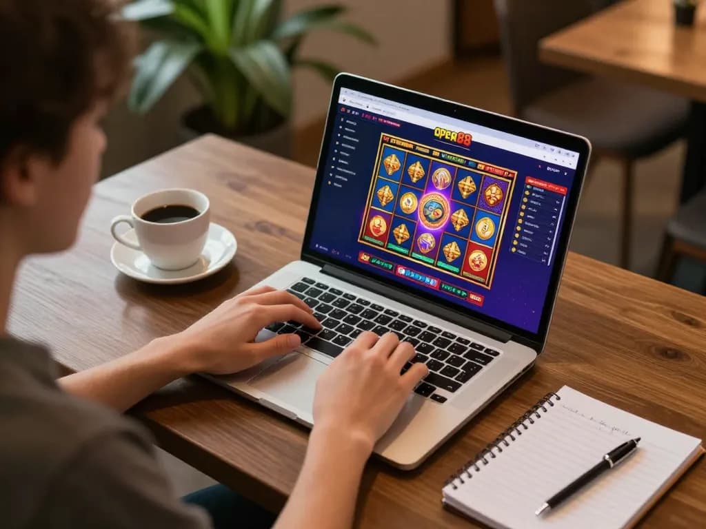 Engaging in strategic gameplay on open88 online casino with focused gaming setup and cozy atmosphere.
