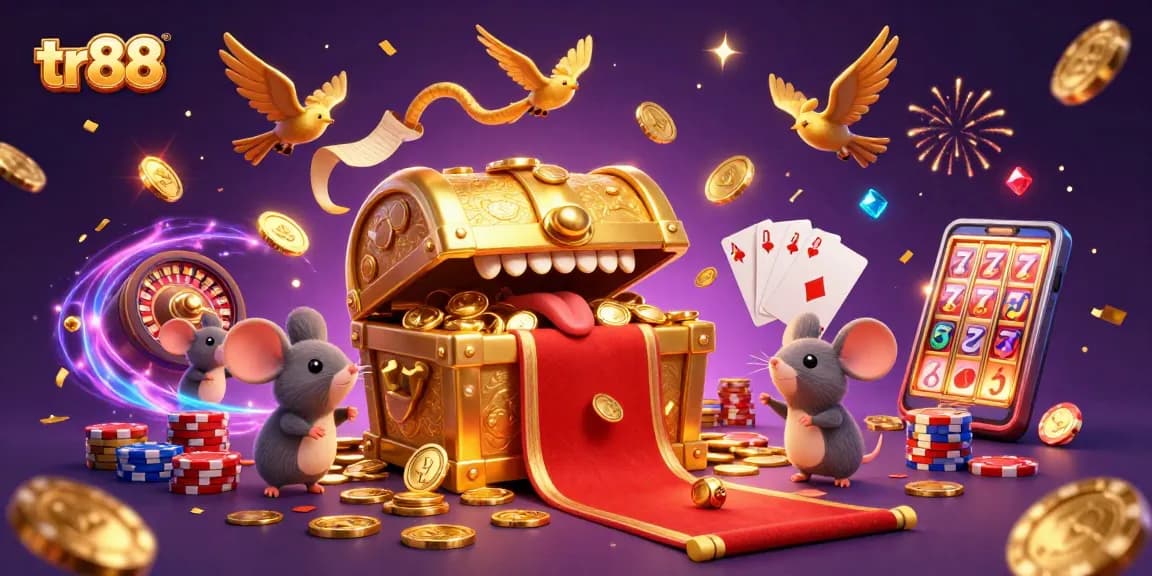 Experience the allure of tr88 as the treasure chest tempts adventurer mice with casino riches.