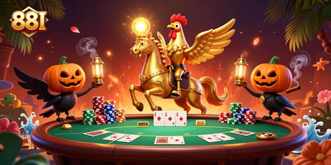 Experience the thrill of 88I with a golden rooster in a captivating casino setting.