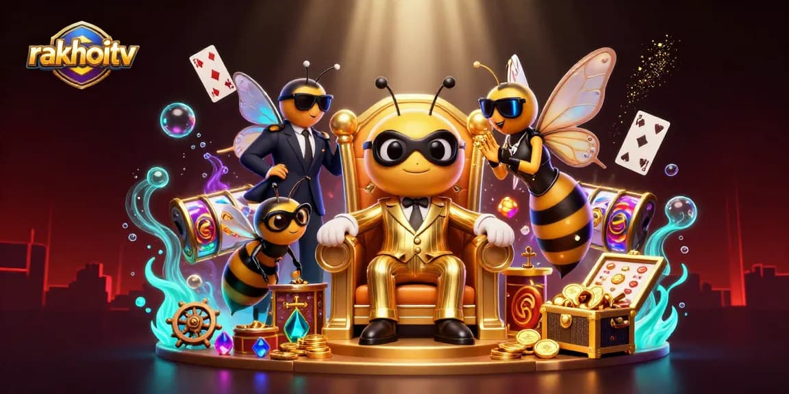 Experience rakhoitv with dynamic scenes of spinning slot reels and vibrant gold coin bursts.
