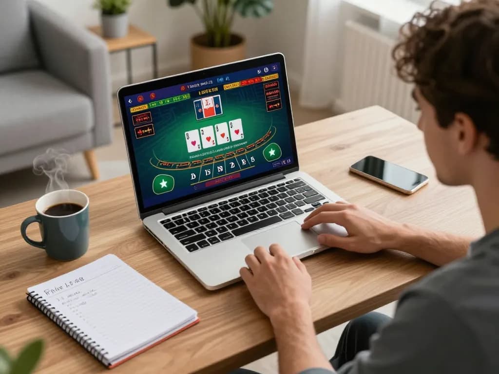 MM88 player strategizing at home in a live dealer blackjack game on laptop
