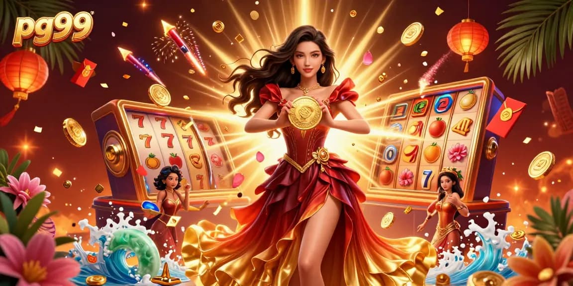Win big at pg99 with vibrant casino games in an enticing digital illustration.