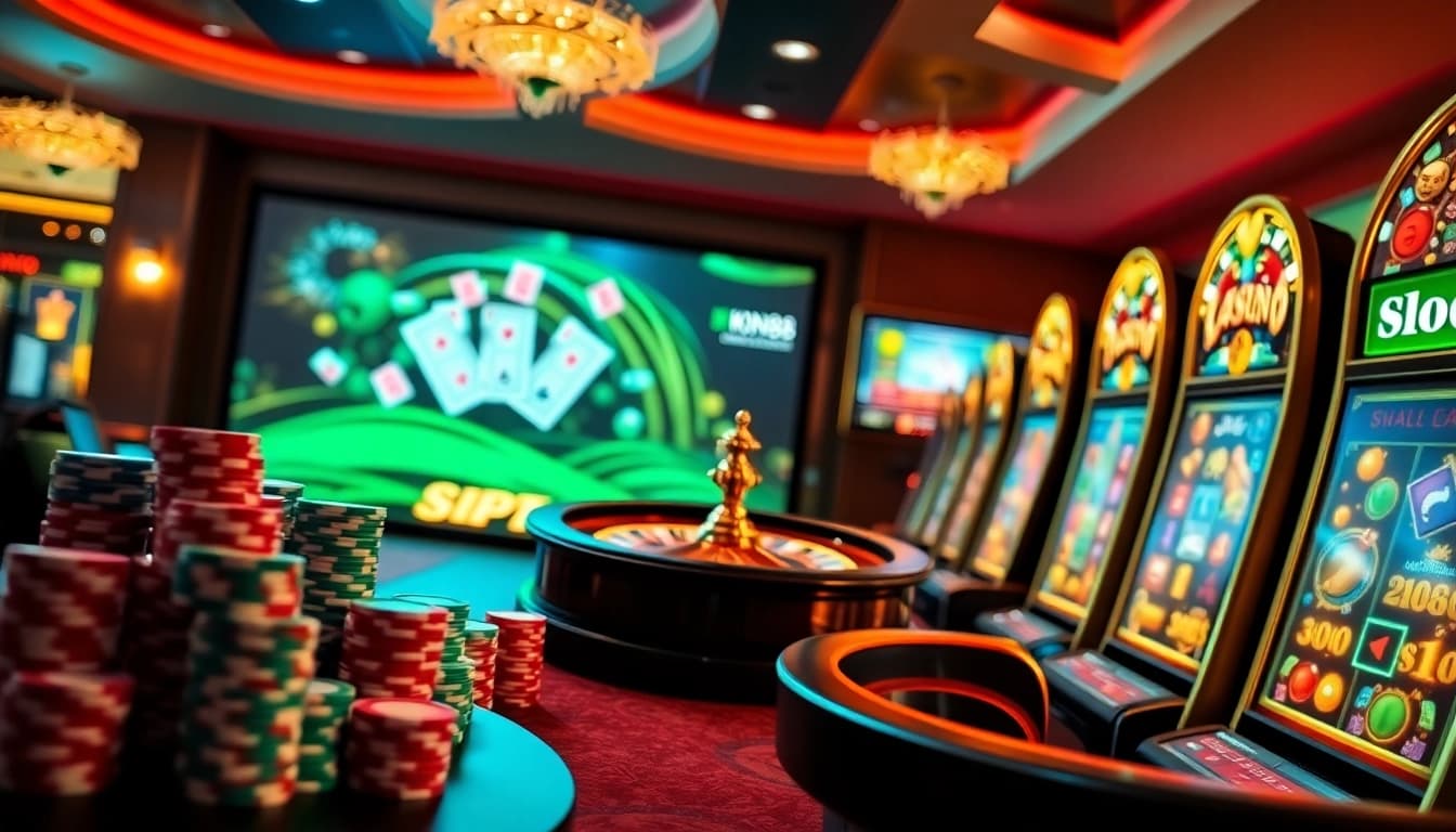 Action-packed online casino experience featuring trang chủ nn88, showcasing slot machines and poker games.