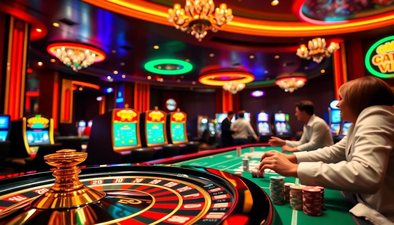 Players winning at the roulette wheel in a vibrant casino scene featuring https://68vip.video/ excitement.