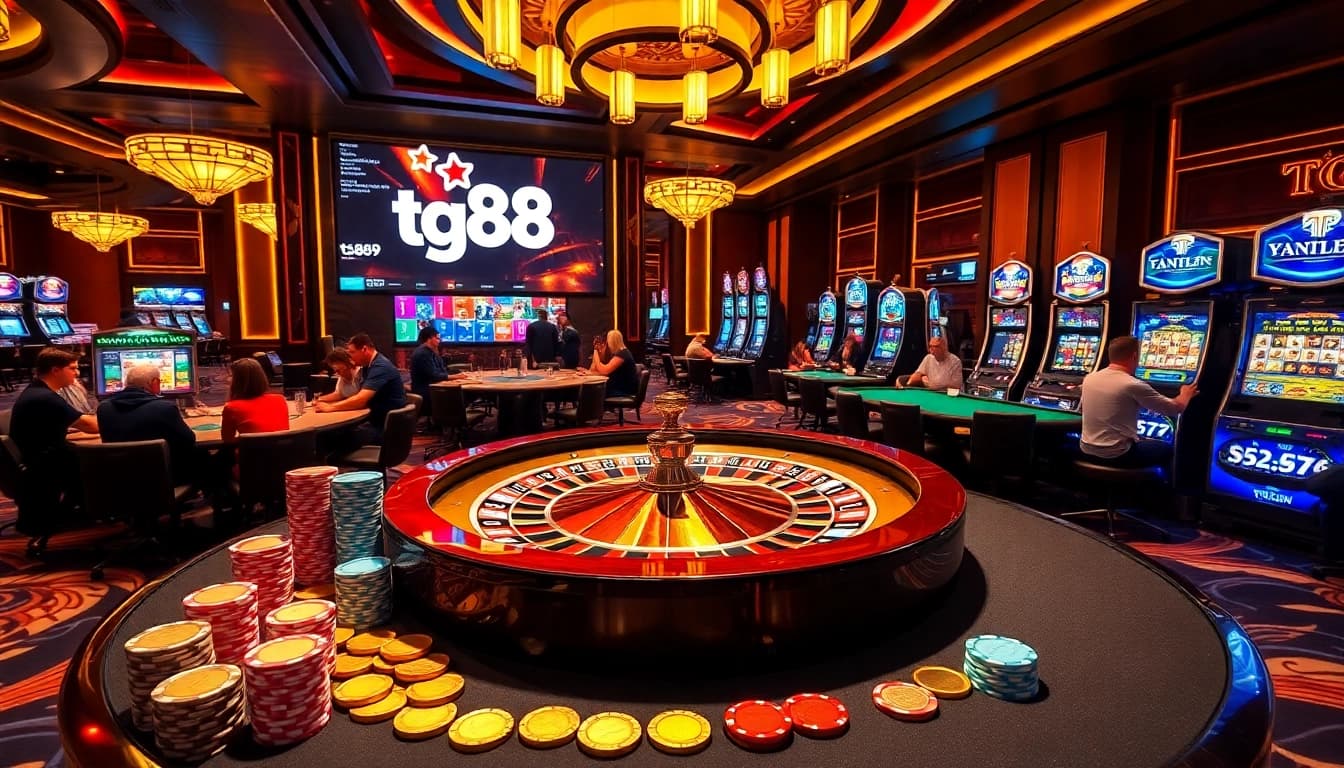 Experience the thrill of tg88 gaming with vibrant casino action featuring roulette and poker.