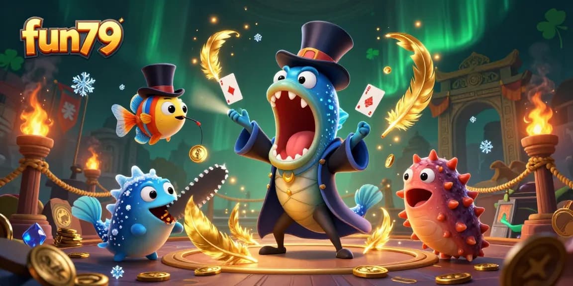 Experience fun79's magic in online gambling with dynamic characters and vibrant casino elements.